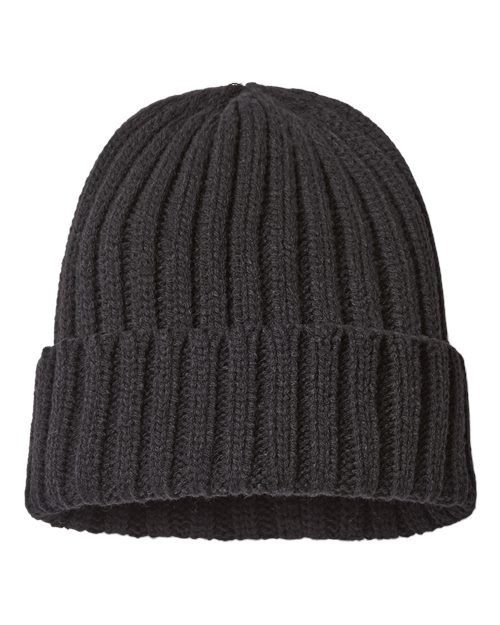 Sustainable Cable Knit Cuffed Beanie - Black