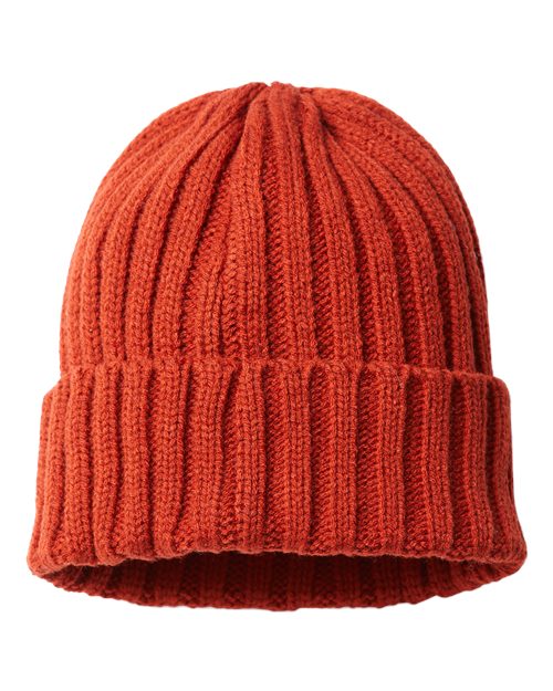 Sustainable Cable Knit Cuffed Beanie - Rusty