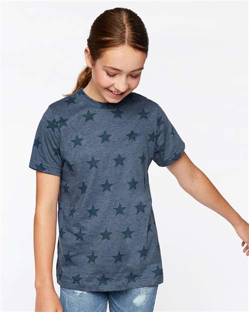 Youth Star Print Tee - Denim Star