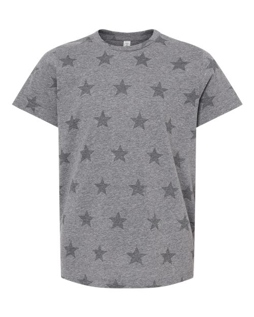 Youth Star Print Tee - Granite Heather Star
