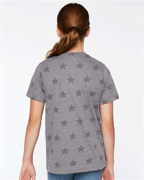Youth Star Print Tee - Granite Heather Star
