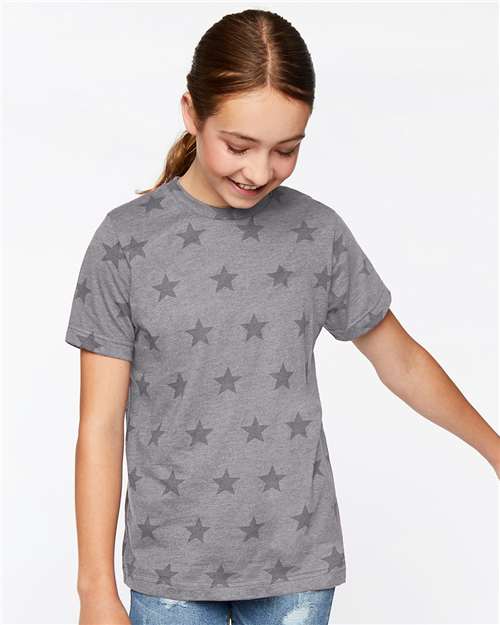 Youth Star Print Tee - Granite Heather Star