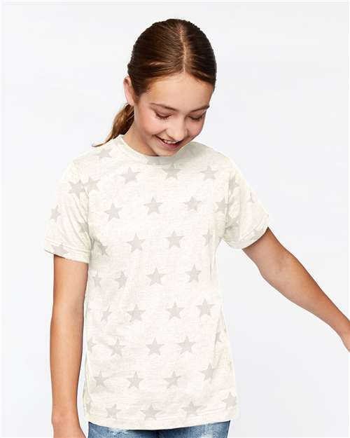 Youth Star Print Tee - Natural Heather Star