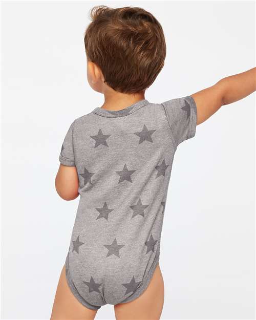 Infant Star Print Bodysuit - Granite Heather Star