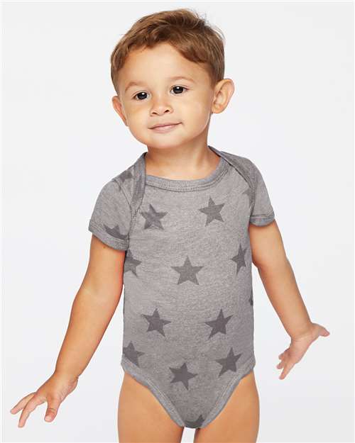 Infant Star Print Bodysuit - Granite Heather Star