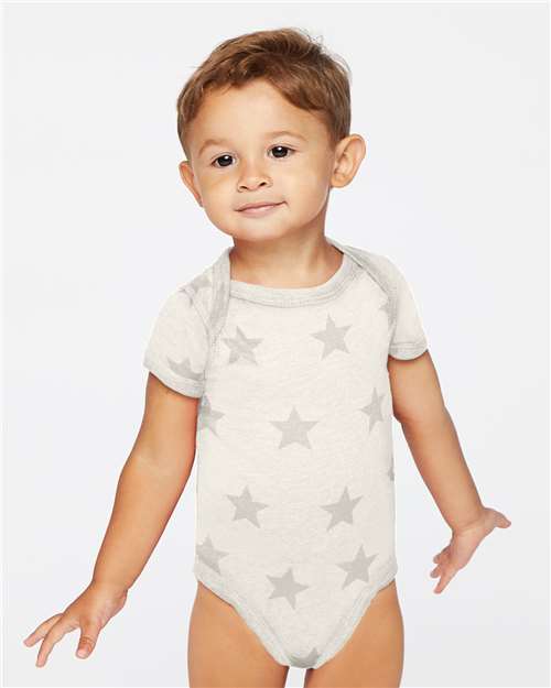 Infant Star Print Bodysuit - Natural Heather Star