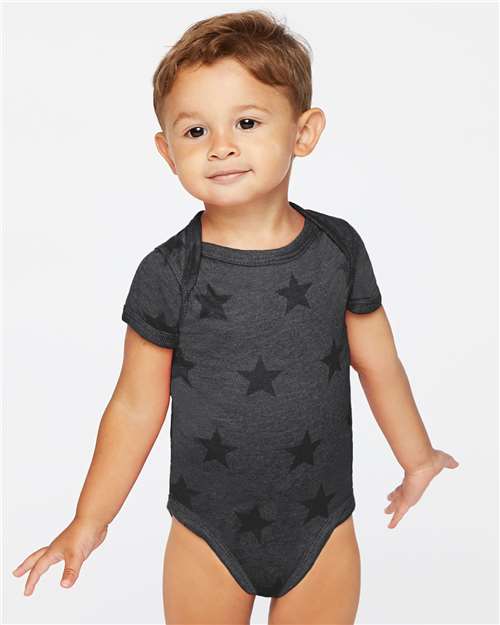 Infant Star Print Bodysuit - Smoke Star