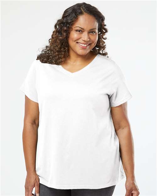 Women's Curvy Collection Fine Jersey V-Neck Tee - Blended White