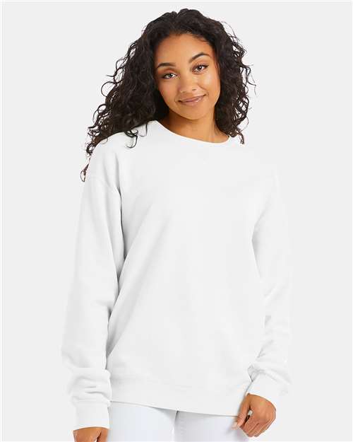 Unisex Garment-Dyed Crewneck Sweatshirt - White