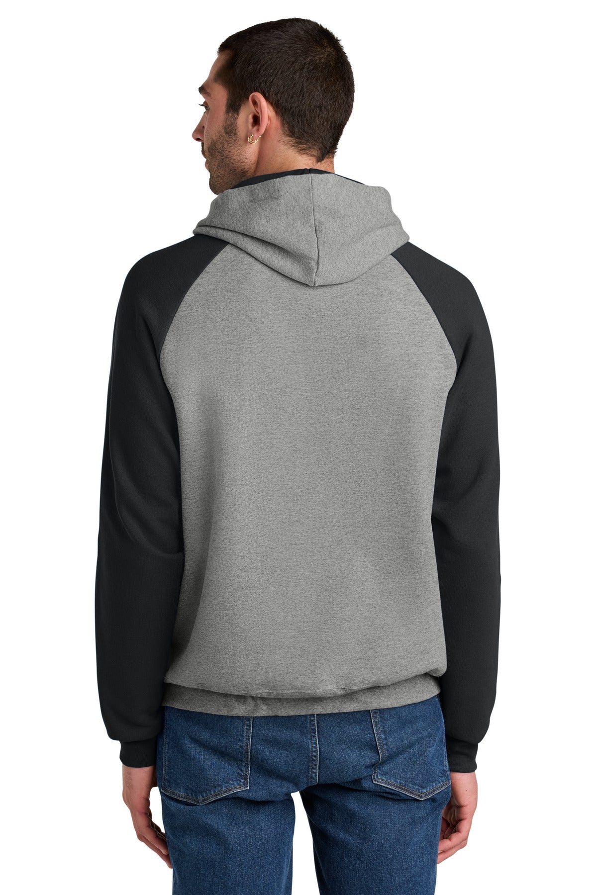 Jerzees Unisex NuBlend Colorblock Raglan Hoodie Sweatshirt - Oxford/ Black
