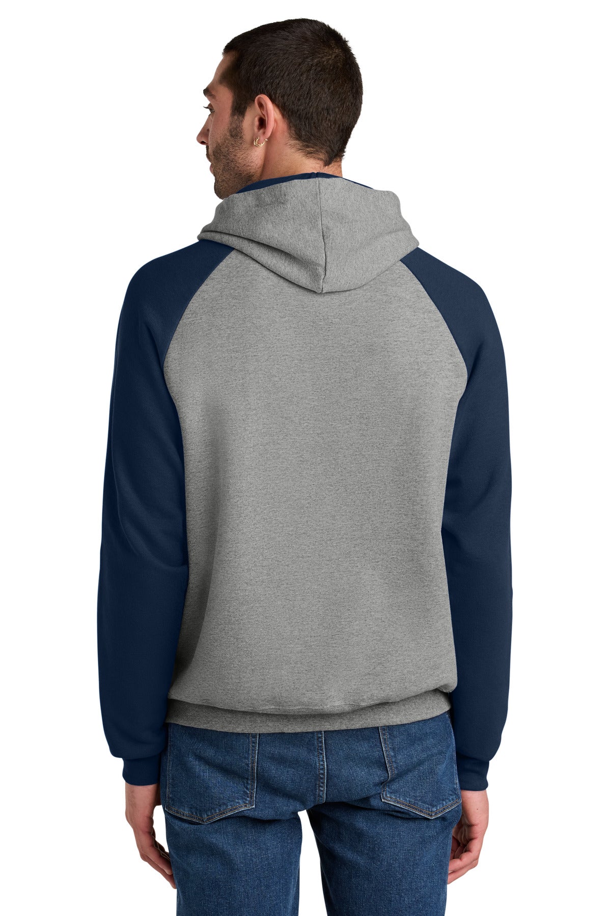 Jerzees Unisex NuBlend Colorblock Raglan Hoodie Sweatshirt - Oxford/ J. Navy