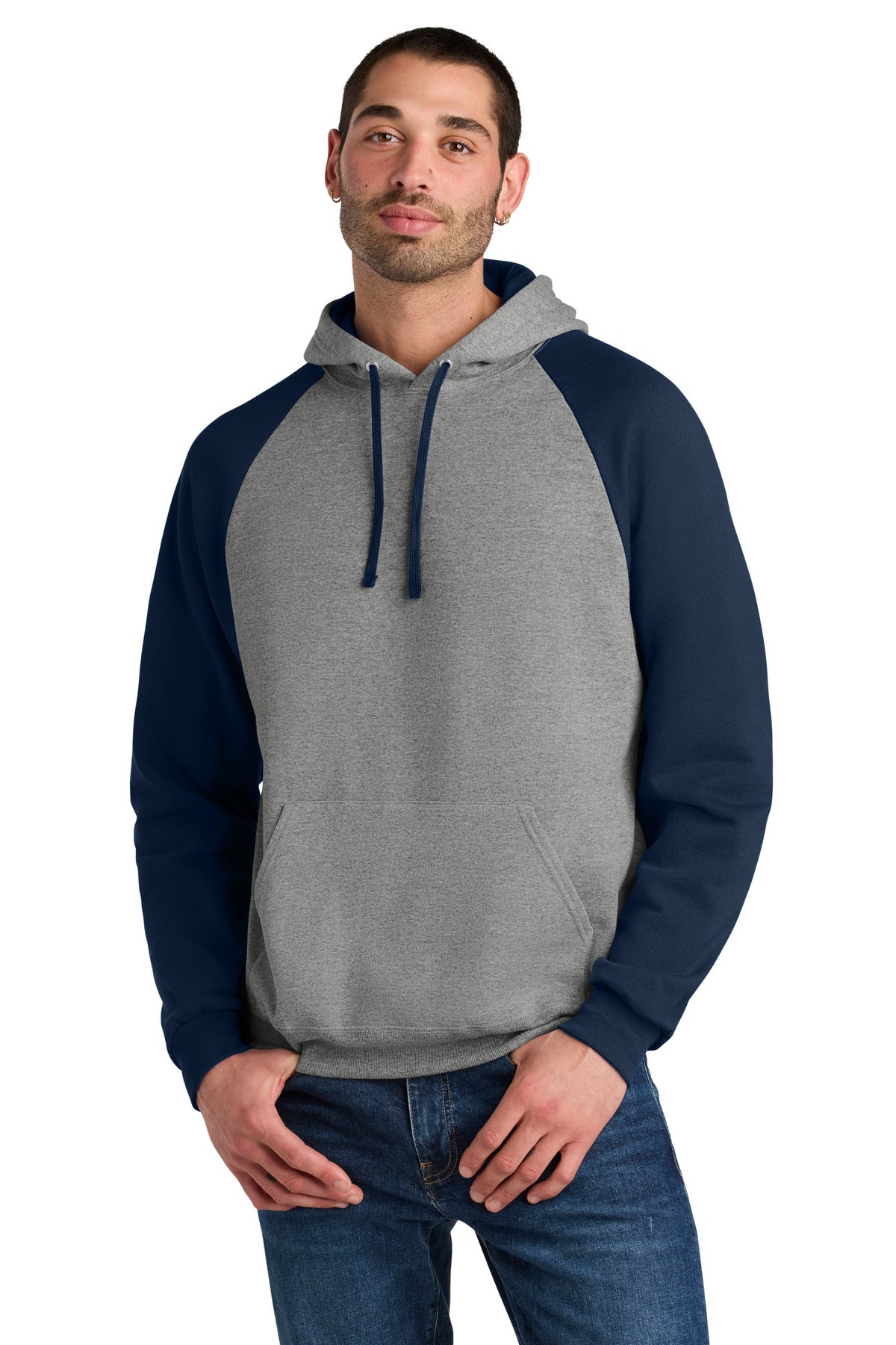Jerzees Unisex NuBlend Colorblock Raglan Hoodie Sweatshirt - Oxford/ J. Navy