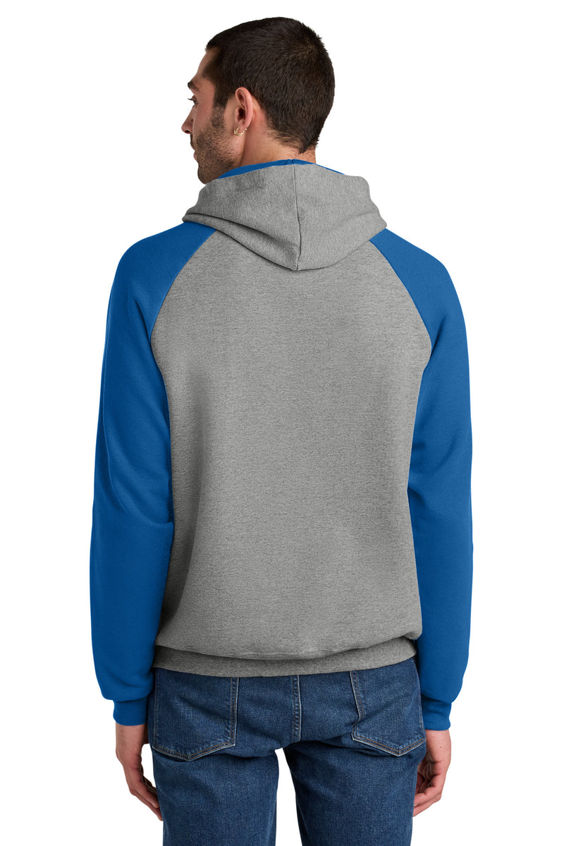 Jerzees Unisex NuBlend Colorblock Raglan Hoodie Sweatshirt - Oxford/ Royal