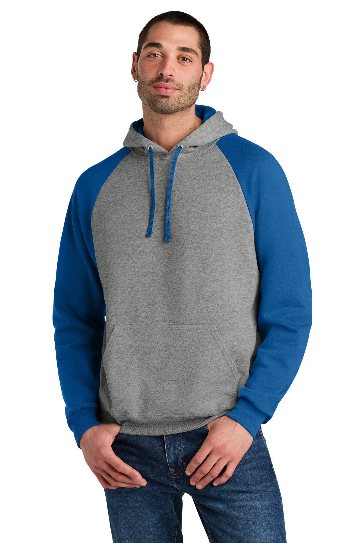 Jerzees Unisex NuBlend Colorblock Raglan Hoodie Sweatshirt - Oxford/ Royal