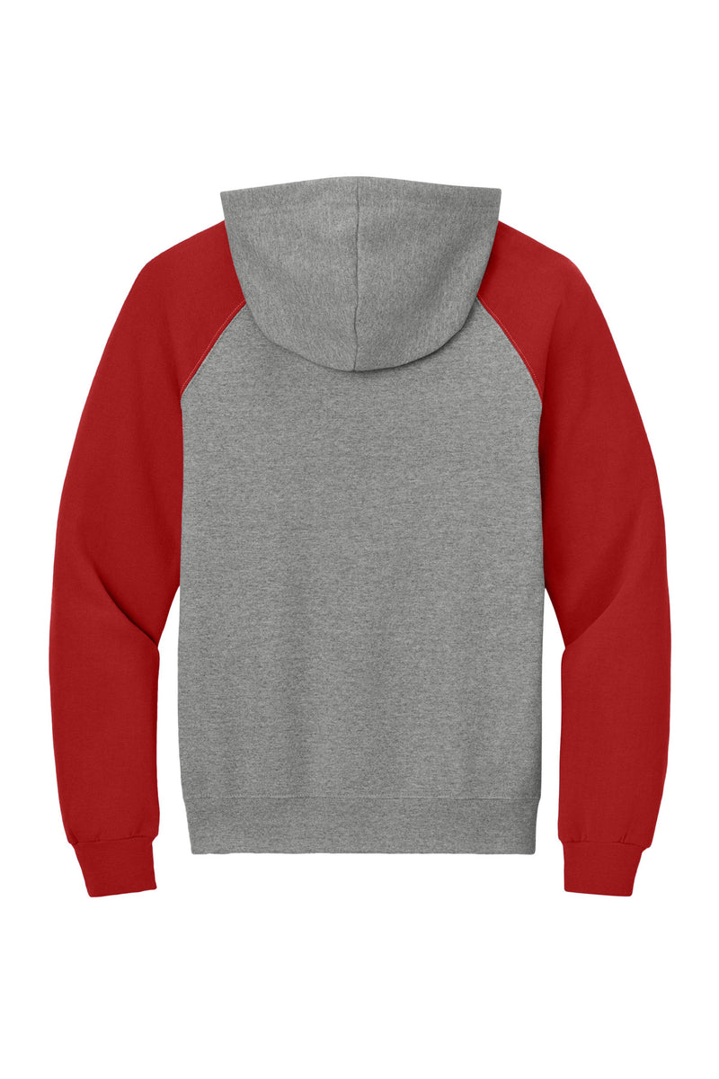 Jerzees Unisex NuBlend Colorblock Raglan Hoodie Sweatshirt - Oxford/ True Red
