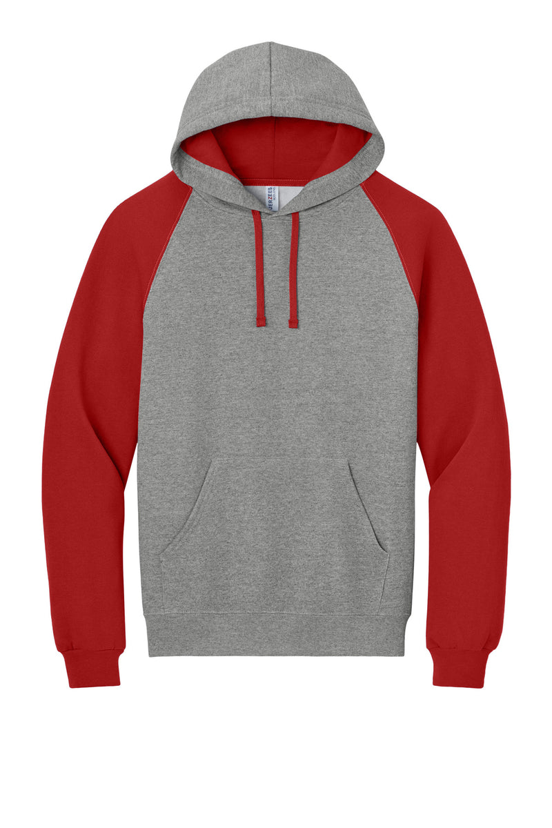 Jerzees Unisex NuBlend Colorblock Raglan Hoodie Sweatshirt - Oxford/ True Red