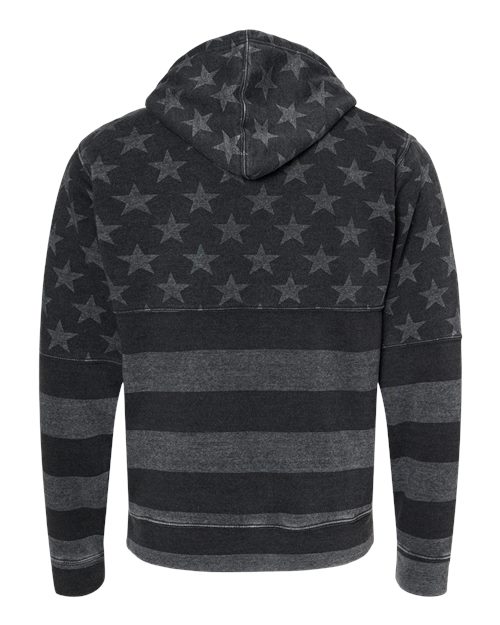 Men's Triblend Fleece Hooded Sweatshirt - Black Stars & Stripes Triblend