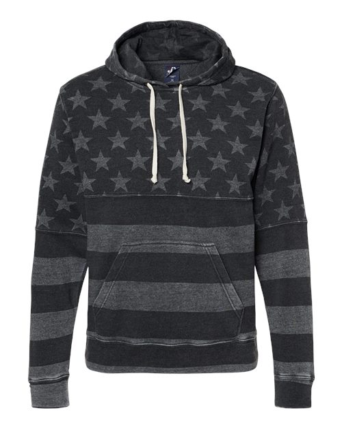 Men's Triblend Fleece Hooded Sweatshirt - Black Stars & Stripes Triblend