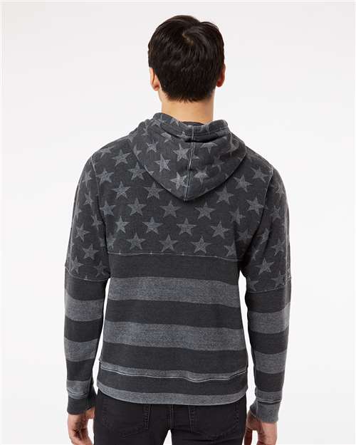 Men's Triblend Fleece Hooded Sweatshirt - Black Stars & Stripes Triblend