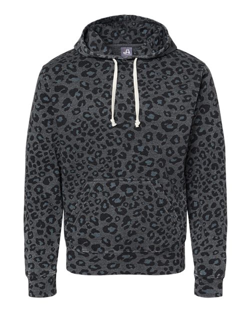 Men's Triblend Fleece Hooded Sweatshirt - Black Leopard Triblend