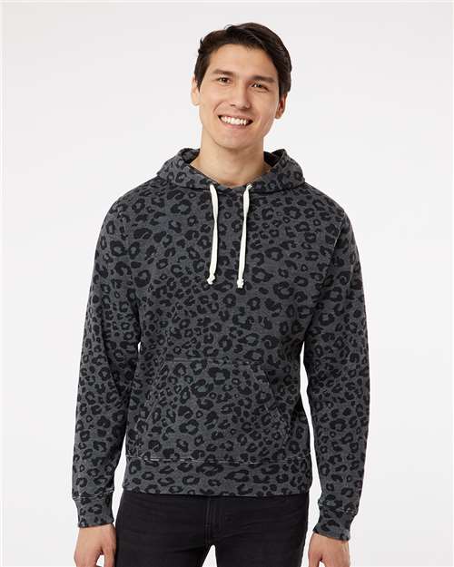 Men's Triblend Fleece Hooded Sweatshirt - Black Leopard Triblend