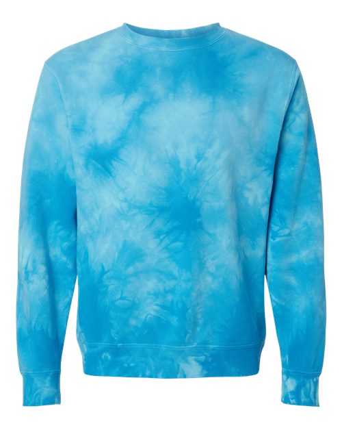 Unisex Midweight Tie-Dyed Crewneck Sweatshirt - Tie Dye Aqua Blue