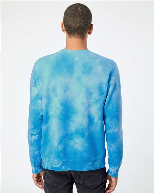Unisex Midweight Tie-Dyed Crewneck Sweatshirt - Tie Dye Aqua Blue
