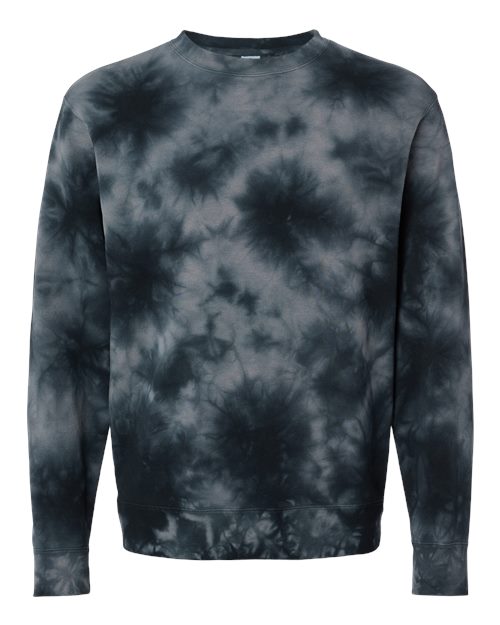 Unisex Midweight Tie-Dyed Crewneck Sweatshirt - Tie Dye Black