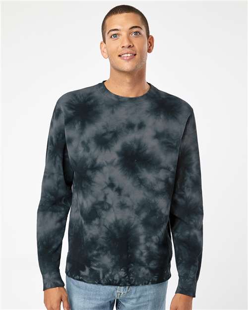 Unisex Midweight Tie-Dyed Crewneck Sweatshirt - Tie Dye Black