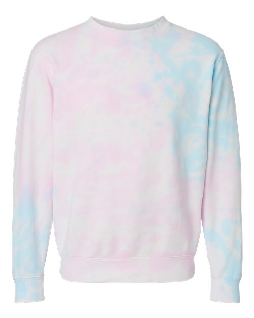Unisex Midweight Tie-Dyed Crewneck Sweatshirt - Tie Dye Cotton Candy