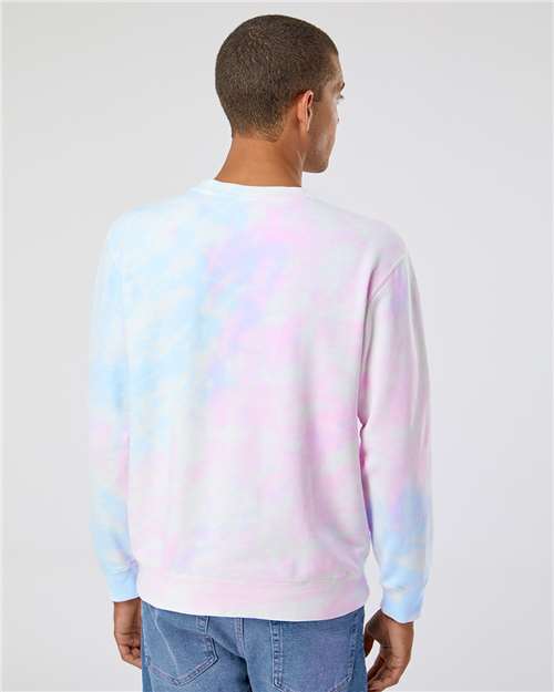 Unisex Midweight Tie-Dyed Crewneck Sweatshirt - Tie Dye Cotton Candy