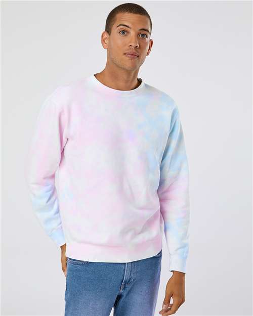 Unisex Midweight Tie-Dyed Crewneck Sweatshirt - Tie Dye Cotton Candy