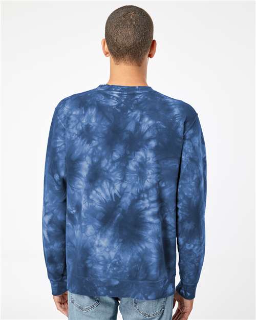 Unisex Midweight Tie-Dyed Crewneck Sweatshirt - Tie Dye Navy