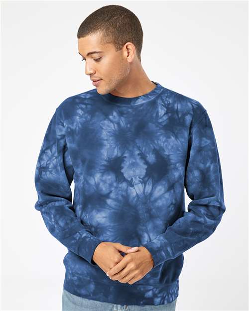Unisex Midweight Tie-Dyed Crewneck Sweatshirt - Tie Dye Navy