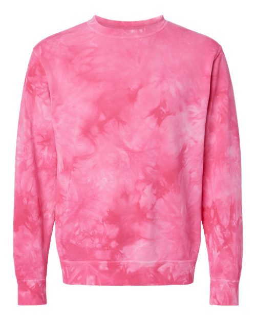 Unisex Midweight Tie-Dyed Crewneck Sweatshirt - Tie Dye Pink