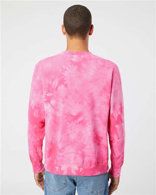 Unisex Midweight Tie-Dyed Crewneck Sweatshirt - Tie Dye Pink
