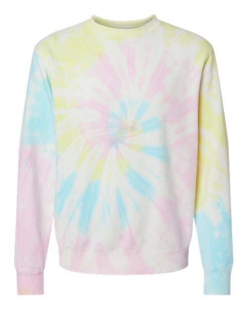 Unisex Midweight Tie-Dyed Crewneck Sweatshirt - Tie Dye Sunset Swirl