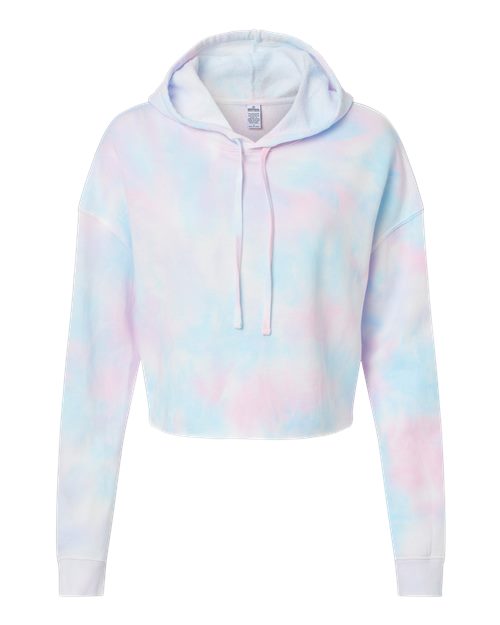 Women’s Lightweight Crop Hooded Sweatshirt - Tie Dye Cotton Candy