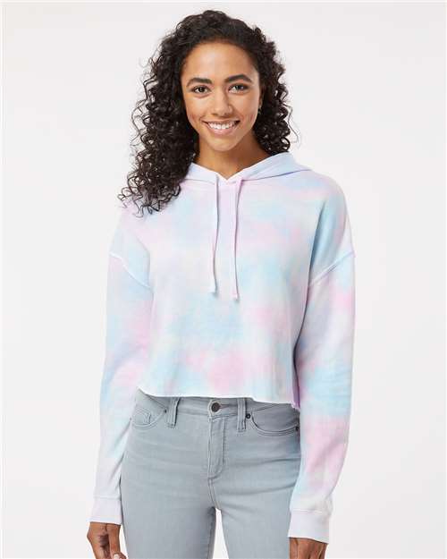 Women’s Lightweight Crop Hooded Sweatshirt - Tie Dye Cotton Candy