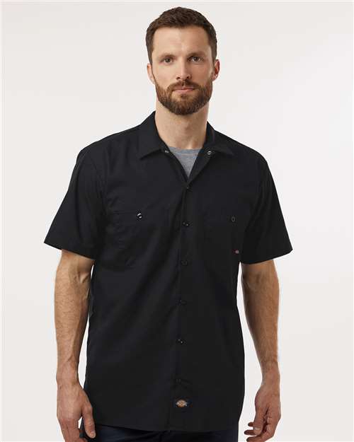 Men's Tall Industrial Short Sleeve Work Shirt - Black