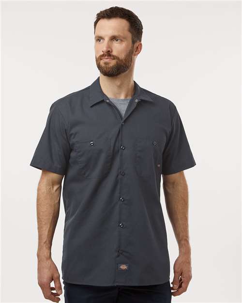 Men's Tall Industrial Short Sleeve Work Shirt - Dark Charcoal