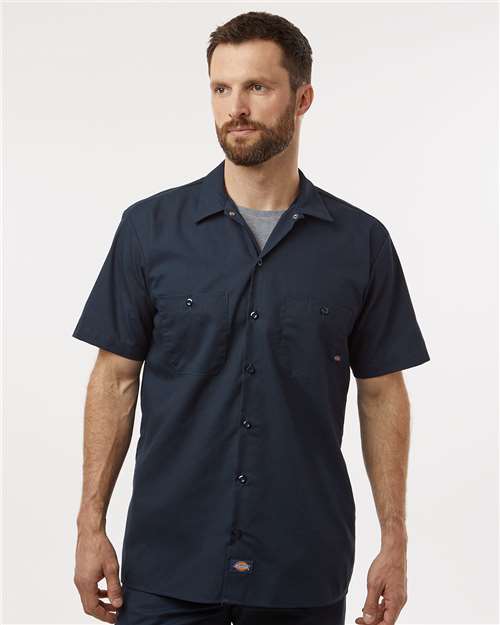 Men's Tall Industrial Short Sleeve Work Shirt - Dark Navy