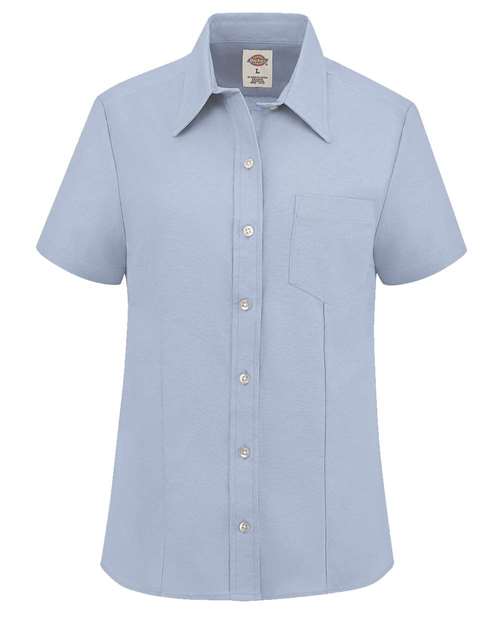 Women's Short Sleeve Stretch Oxford Shirt - Light Blue