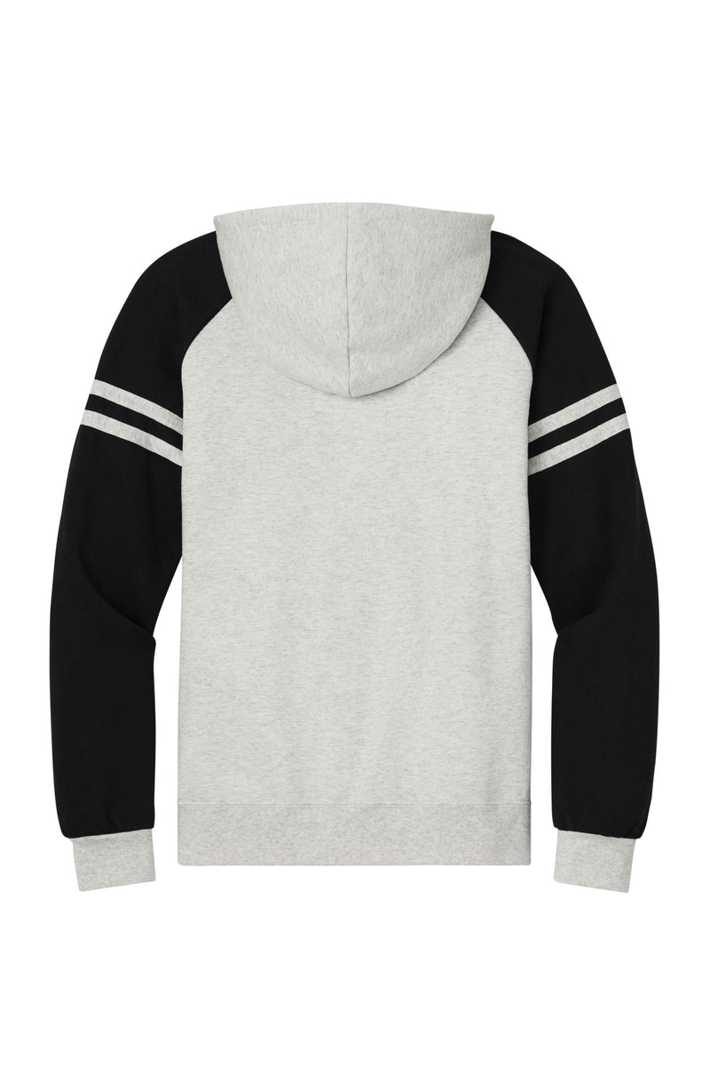 Jerzees Unisex NuBlend Varsity Colorblock Hooded Sweatshirt - Oatmeal Heather/ Black Ink