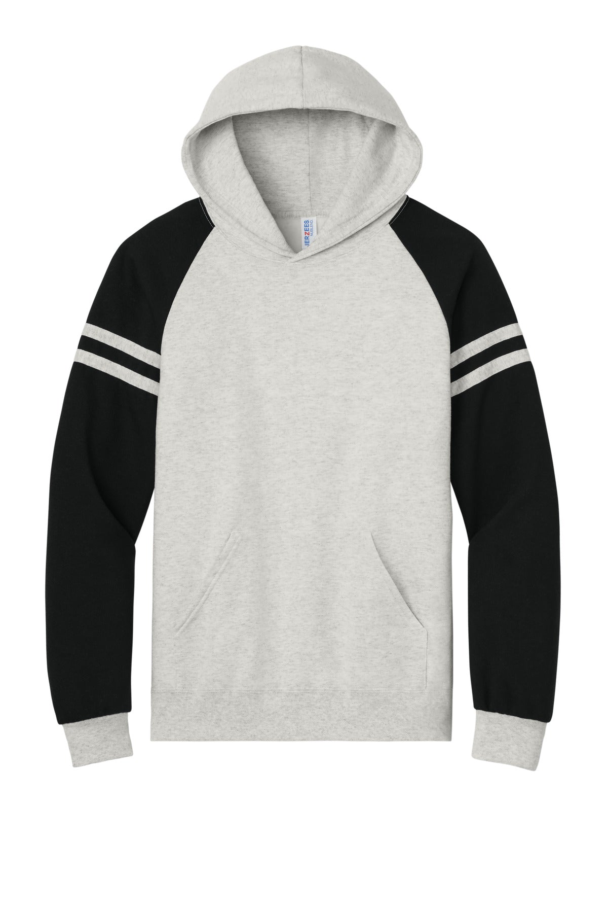 Jerzees Unisex NuBlend Varsity Colorblock Hooded Sweatshirt - Oatmeal Heather/ Black Ink