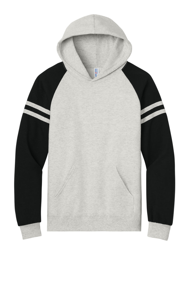 Jerzees Unisex NuBlend Varsity Colorblock Hooded Sweatshirt - Oatmeal Heather/ Black Ink