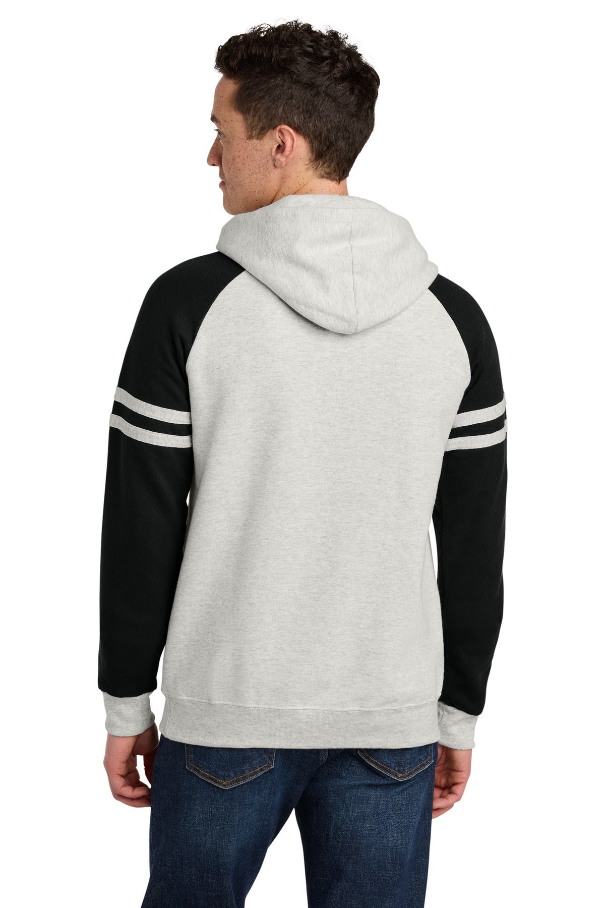 Jerzees Unisex NuBlend Varsity Colorblock Hooded Sweatshirt - Oatmeal Heather/ Black Ink