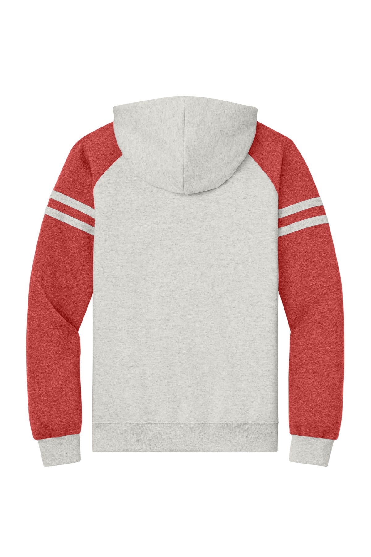 Jerzees Unisex NuBlend Varsity Colorblock Hooded Sweatshirt - Oatmeal Heather/ Fiery Red Heather