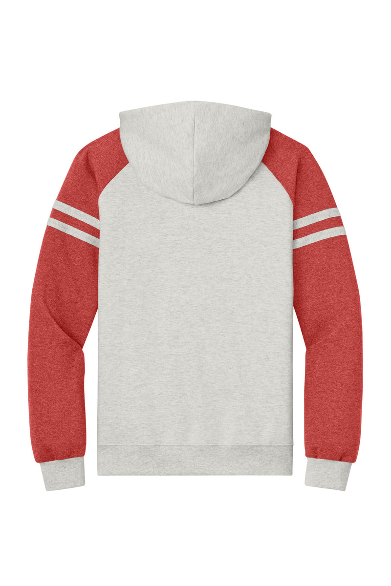 Jerzees Unisex NuBlend Varsity Colorblock Hooded Sweatshirt - Oatmeal Heather/ Fiery Red Heather
