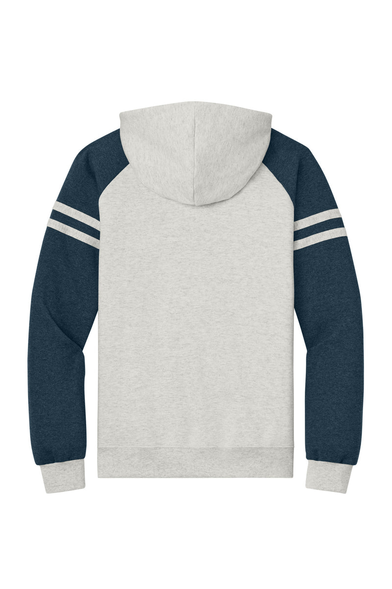 Jerzees Unisex NuBlend Varsity Colorblock Hooded Sweatshirt - Oatmeal Heather/ Indigo Heather